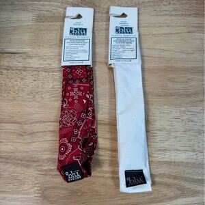 Blu Bandoo Set of 2 Cooling Headwear Neck Bandoo Red Patterned and White OSFM